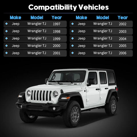 Heavy Duty 4x4 Transfer Case Cable Shifter Linkage Kit For Jeep Wrangler TJ 1997-2006 NP231 Only, Upgrade to Restore Smooth Shifts, Prevent Cable Fray, Improve Reliability and 4WD Performance, Jeep Wrangler TJ fitment chart