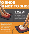 Infographic showing benefits of using the Toasty Foot Warmer Under Desk Heater With Fast Heat And Auto Shut Off, Electric Heated Floor Mat.