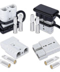 Four Pack 50 Amp Battery Quick Connectors For Anderson Style Connectors Heavy Duty 6 To 12 Gauge Wire Patches For 12V 24V Or 36V Systems No Fuss Plug And Play Install white and black 50A connectors with pins