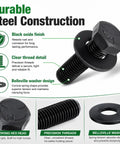 Six Sets Blade Bolts And Belleville Washer Kit For Mower Blade Replacement, 12 Pieces Total, Great Value Replacement For Toro Exmark TimeMaster Recycler, 7/16-20 Thread, black steel bolt and washer