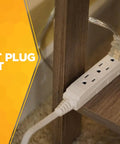 Angled Flat Plug Extension Cord With SlimLine Design And 3 Grounded Outlets, 13 Foot Indoor Power Cord For Home And Office