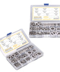 450Pcs Flat Washer Assortment Kit 304 Stainless Steel Washers M3 Through M16 in One Handy Set Rust Resistant for Automotive Electrical Marine DIY Projects and Heavy Duty Hardware Tasks