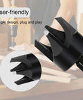 Bromirix 8-piece black wood plug cutter drill bit set with 1/4 in hex shank, angled view