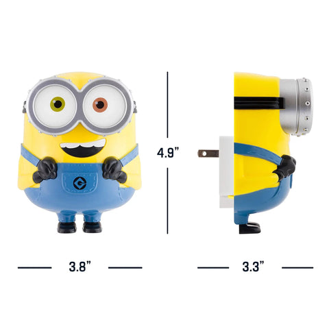 Despicable Me Bob The Minion LED Night Light Plug In Dusk To Dawn Sensor UL Listed Yellow Glow Goofy And Kid Friendly Night Light For Kids Bedroom Nursery Bathroom