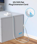 Surge Protector Power Strip With USB Ports, 4 Widely Spaced 3 Prong Outlets, 1440 Joule Surge Protection, 5ft cord shown in home office
