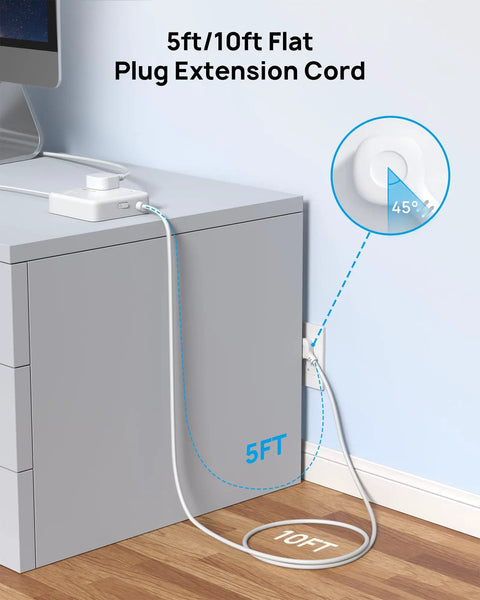 Surge Protector Power Strip With USB Ports, 4 Widely Spaced 3 Prong Outlets, 1440 Joule Surge Protection, 5ft cord shown in home office