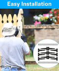 12 Pcs 6 Inch T Strap Hinges Heavy Duty Outdoor Tee Hinge Installation on Wooden Fence with Black Galvanized Iron Hardware