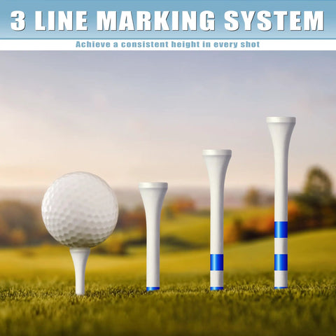 Premium Wood Golf Tees 200 Count With A 3 Line Marking System For Consistent Long Distance Drives And Clean Club Contact displayed