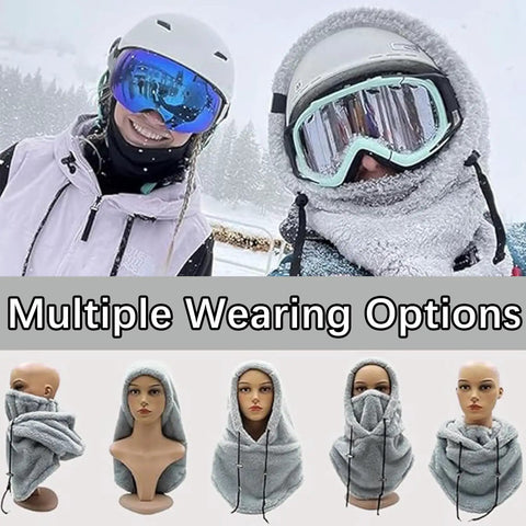 Warm Fleece Ski Mask With Windproof Coldproof Shield For Men And Women One Size Fits All Black Cozy Arctic Wool Face Cover