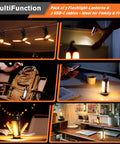 Portable USB Rechargeable Camping Lanterns in use as hanging lights, on a table, in a backpack, showcasing versatility, 3-pack