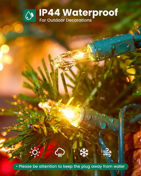 Clear Christmas String Lights 100 Count On Green Wire 20 Feet Incandescent Mini Bulbs Ideal For Indoor Xmas Tree Garland