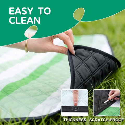 Close-up of Waterproof Beach Blanket For Picnics And Camping Extra Large Sandproof Outdoor Rug showing easy-to-clean material