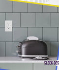 Five Pack Decorator Wall Outlet With 15 Amp Receptacle And Screwless Wall Plate featuring a glossy finish on kitchen wall.