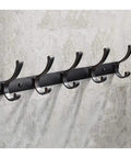 Heavy Duty Wall Mounted Coat Rack Holder To Keep Your Daily Gear Secure With Solid Zinc Alloy Entrance Hooks Rust Proof Black Hat And Umbrella Stand Entryway Staple, featuring four stylish hooks on a matte black frame.