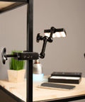 Beefy Aluminum C Clamps With 1/4-20 And 3/8-16 Sockets, Dual Mounting Threads, Fit Desktops Up To 1.8 Inches, 2 Pack Black