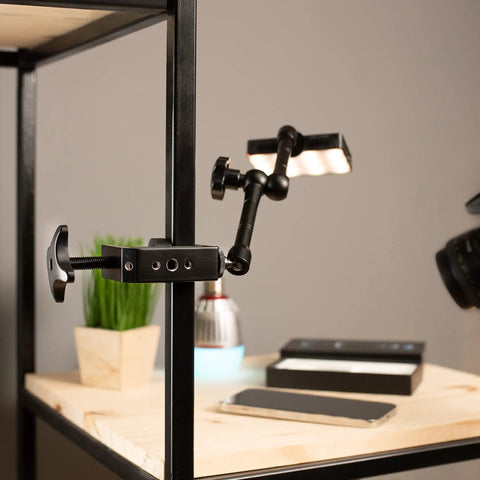 Beefy Aluminum C Clamps With 1/4-20 And 3/8-16 Sockets, Dual Mounting Threads, Fit Desktops Up To 1.8 Inches, 2 Pack Black