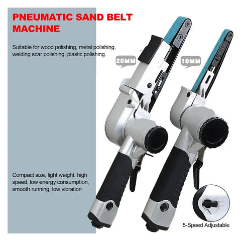 Professional Pneumatic Mini Belt Sander For Woodworking And Metalworking Lightweight Handheld Power Sander with adjustable speed features.