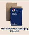 Kids Hearing Protection Plus With Adjustable Headband 22dB NRR packaging, recyclable box and frustration-free design