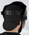 Reversible Welding Cap for Welders, Thick 10 Oz Fireproof Cotton Beanie, Black, 7 1/4 Size worn under welding helmet.