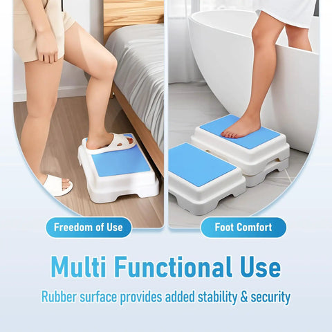 Bath Shower Step Stool With Non Slip Wide Platform For Indoor And Outdoor Use Stackable Handicap Accessible Bath Aid Portable Medical Grade Stability For High Beds Kitchens And Bathrooms