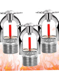 Heavy Duty Fire Sprinkler Head Pendant Type Quick Response Trigger 68 Degrees Celsius 155 Fahrenheit 3 piece set with silver finish.