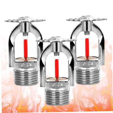 Heavy Duty Fire Sprinkler Head Pendant Type Quick Response Trigger 68 Degrees Celsius 155 Fahrenheit 3 piece set with silver finish.