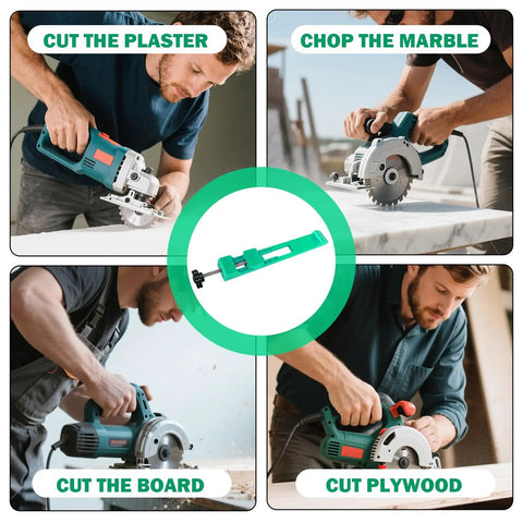 Green Adjustable Circular Saw Guide For Wood And Tile Ultra Precision Cutting Base Clamp in action on various materials