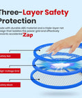Close-up of Electric Bug Zapper Swatter 2 Pack, 3000V Grid Racket With Safety Mesh showing three-layer safety protection