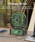 24000mAh Portable Fan With Light And Remote, Rechargeable Battery Powered Desk Camping Outdoor Gym 4 Speed Beast Airflow shown on a table