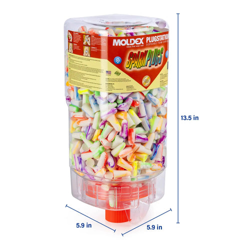 Earplug Dispenser Station Pack Of 500 Random Color Earplugs, PVC Free, Comfortable Fit, And Excellent Attenuation For Noisy Work Sites No Brainer Pick For Construction, Factories, And Workshops