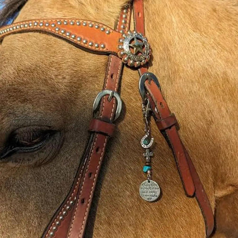 Saddle And Bridle Charm Clip Made From Premium Leather Strings With Clip Bless This Horse And Rider Keep Them Safe Equestrian Accessory