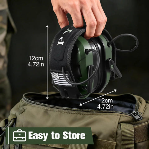 Range Ready 23dB Shooting Earmuffs With Gel Ear Pads, Slim Active Noise Reduction And Sound Amplification For Gun Range And Hunting Green Requires 2 AAA Batteries Not Included