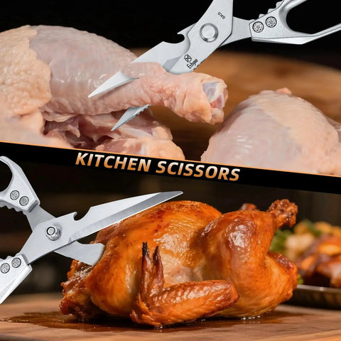 All Purpose Kitchen Scissors Heavy Duty Shears For Poultry And Bone In Stainless Steel Rust Resistant Ultra Sharp Go To Kitchen Tool Built Tough Everyday Chefs Trust, cutting chicken