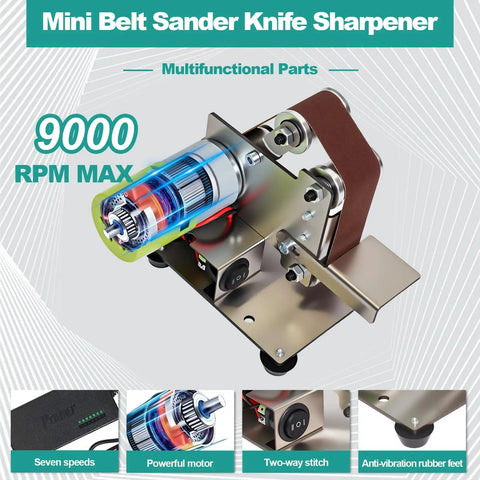 Image of Grind Like A Pro With This Mini Belt Sander Knife Sharpener Electric Upgraded DIY with highlighted parts diagram.