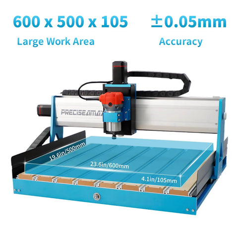 Straight Up Heavy Duty CNC Router Machine With Closed Loop Stepper Motor For Smooth Metal Engraving And Precision Wood Milling Delivering Pro Grade Results Without Any Mess Around, showcasing 600x500mm work area.