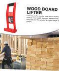 Heavy Duty Drywall Carrier With Grooved Brace And Slip Resistant Abs Handle For Plasterboard, Gypsum Sheets, Plywood Panels in use at a construction site.