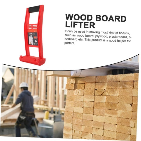 Heavy Duty Drywall Carrier With Grooved Brace And Slip Resistant Abs Handle For Plasterboard, Gypsum Sheets, Plywood Panels in use at a construction site.
