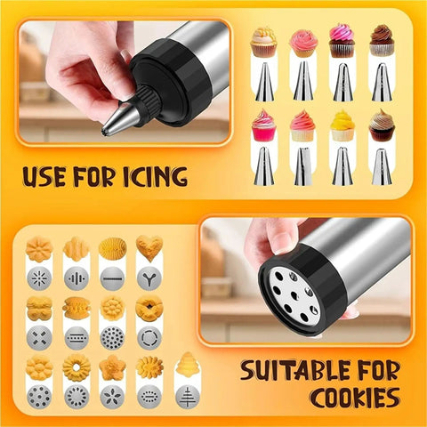 Stainless Steel Cookie Press Kit With 13 Discs And 8 Disc Set For DIY Baking Cookie Gun Press Tool Cake Decorating Kit Kitchen Gadgets