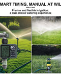 Programmable Outdoor Garden Hose Water Timer With Rain Delay And Manual Override, No Fuss Easy Dial Setup on lawn