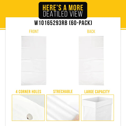 Beefed Up Heavy Duty 18 Inch Trash Compactor Bags 60 Pack For Whirlpool KitchenAid Magic Chef General Electric front and back view
