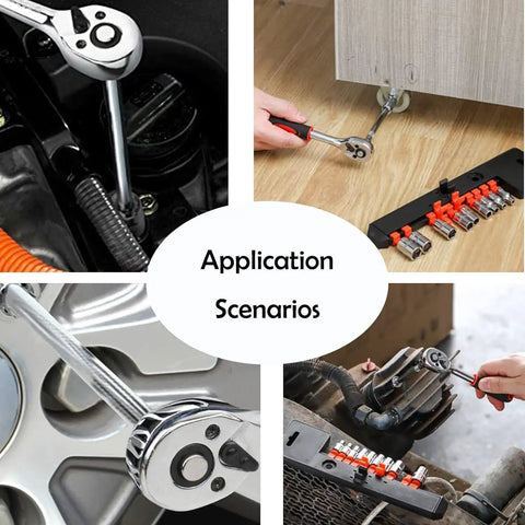 Various uses of Socket Set Extension Rod And Hex Wrench Ratchet Tool Kit For Quick Auto Repairs Multi Function Hand Tools Small Ratchet Sleeve 15Cm Length Easy Tightening And Loosening For Car Maintenance