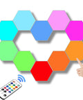 Remote Control Hexagon Wall Light Kit Smart Wall Mounted Touch Sensitive Geometric Modular RGB LED Panels with remote