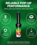 Heavy Duty Gear Driven Rotor Sprinkler Head For In Ground Irrigation Three Quarter Inch Inlet Four Inch Pop Up Adjustable Forty To Three Hundred Sixty Degree Arc Twenty Five To Fifty Foot Radius Water Efficient Lawn Sprinkler For Medium To Large Yards displayed with features of stainless-steel retraction spring and reinforced seals