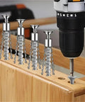 6 To 8mm Hollow Wall Expansion Tube Kit With Self Tapping Metal Screws for Drywall and Concrete shown in use on wood surface