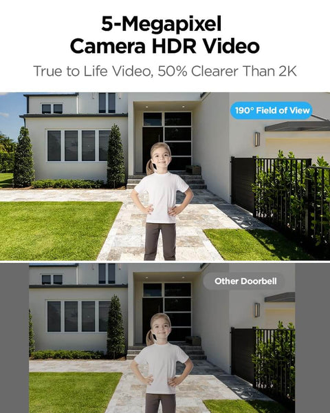 Wireless Video Doorbell With Dual Cams Front Door Security Cam and Ground View Includes Chime No Monthly Fee 2K HDR.