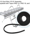 Vinyl Strip Replacement 10512 10 Foot 6 Inch For PRO 14 And 19 Siding Brake Replacement Kit shown coiled next to Tapco PRO brake unit.