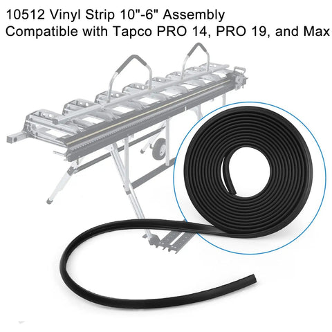 Vinyl Strip Replacement 10512 10 Foot 6 Inch For PRO 14 And 19 Siding Brake Replacement Kit shown coiled next to Tapco PRO brake unit.