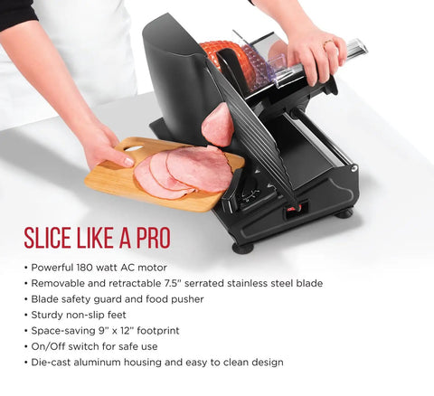 Powerhouse Electric Deli Slicer With Adjustable Thickness Dial And Precision Stainless Steel Blade Flawlessly Sliced Meat Cheese Bread Cutting Setup Weekend Party Game Changer Zero Hassle Kitchen Essential