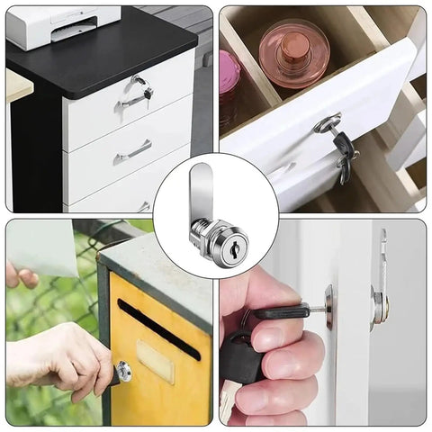 Six Sets Cam Lock Set For Cabinets With Two Keys And Four Lock Plates Fits Sixteen To Thirty Mm Glass Panels Adjustable Clamp Frame