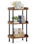 Small Three Tier Wooden Bookshelf With Totally Sturdy Frame And Rounded Safety Corners For Home Office displaying books, plants, and decor.